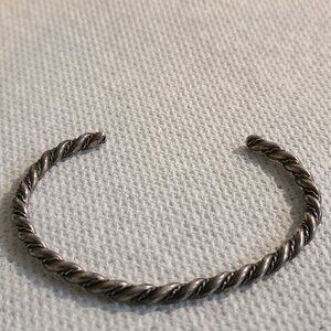 Vintage Bohemian Braided Twisted Woven Silver Tone Cuff Bracelet 6.5". Bohemian